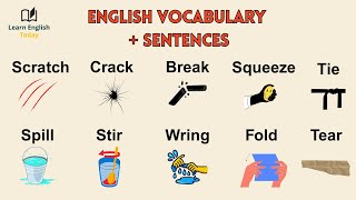 English Vocabulary: Scratch, Crack, Break, Squeeze | Daily Action Verbs with Simple Sentences