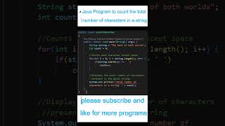 Java Program to count the total number of character in string #corejava #java #string #Programming