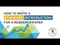 Lecture 11: How to write a standard introduction for a research paper