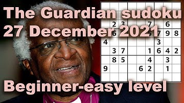 Sudoku solution – The Guardian sudoku 27 December 2021 Beginner easy level