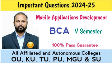 Mobile Application Development Important Questions 2024-25 UG Degree BCA V Semester 5th Sem Imp OU