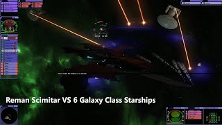 6 Galaxy Class Starships VS Reman Scimitar | Both Sides | Star Trek Bridge Commander Battle |