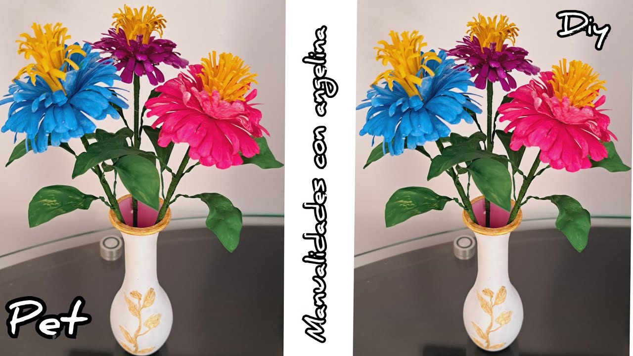 FLOR margarita hecha con botellas plástica ♻️ pet