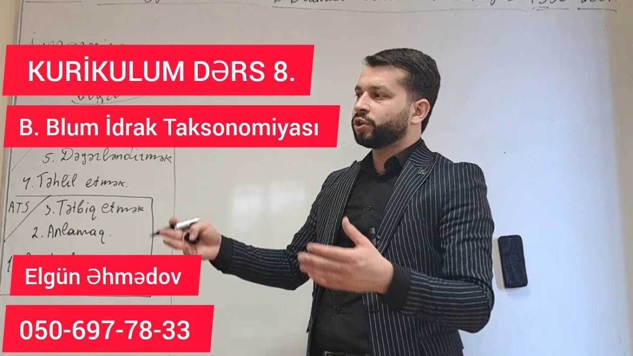 Dərs 8. İdrak Taksonomiyası. Fəaliyyətin növləri. Elgün Əhmədov 050-697-78-33.