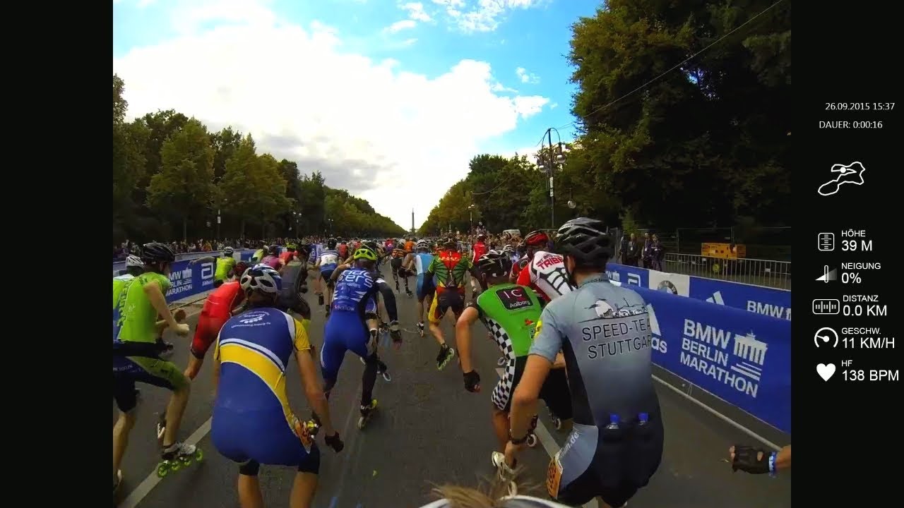 speed skating rules 26.09.2015 - 42. BMW Berlin Marathon Inlineskating A + B + Sturz | HD speed skate GoPro www.eAlex.me