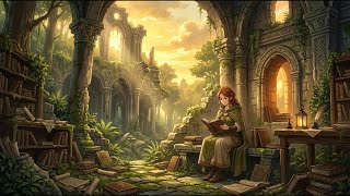 Ancient Library Ruins Under the Golden Sky | Medieval Fantasy Music for Studying & Working