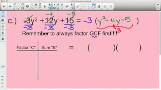 factoring by Chart method, example 2