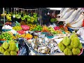 Giant Chumpu Voan Food Market, Cambodian Food Market Morning Scenes, Market Walkaround