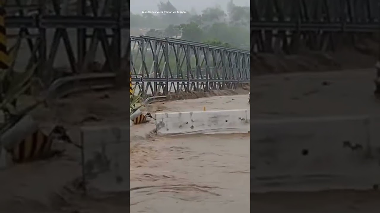 Hurricane Fiona Floodwater Destroys Bridge in Puerto Rico