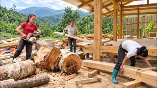19-Year-Old Girl Cuts Down Trees Alone and Builds Her First Wooden House in the Countryside