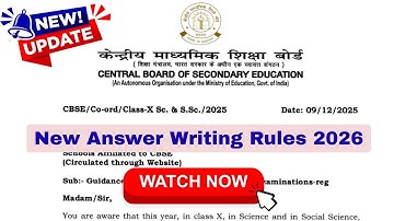 BIG Update for Class 10 Board Exam 2026 | New Answer Writing Rule