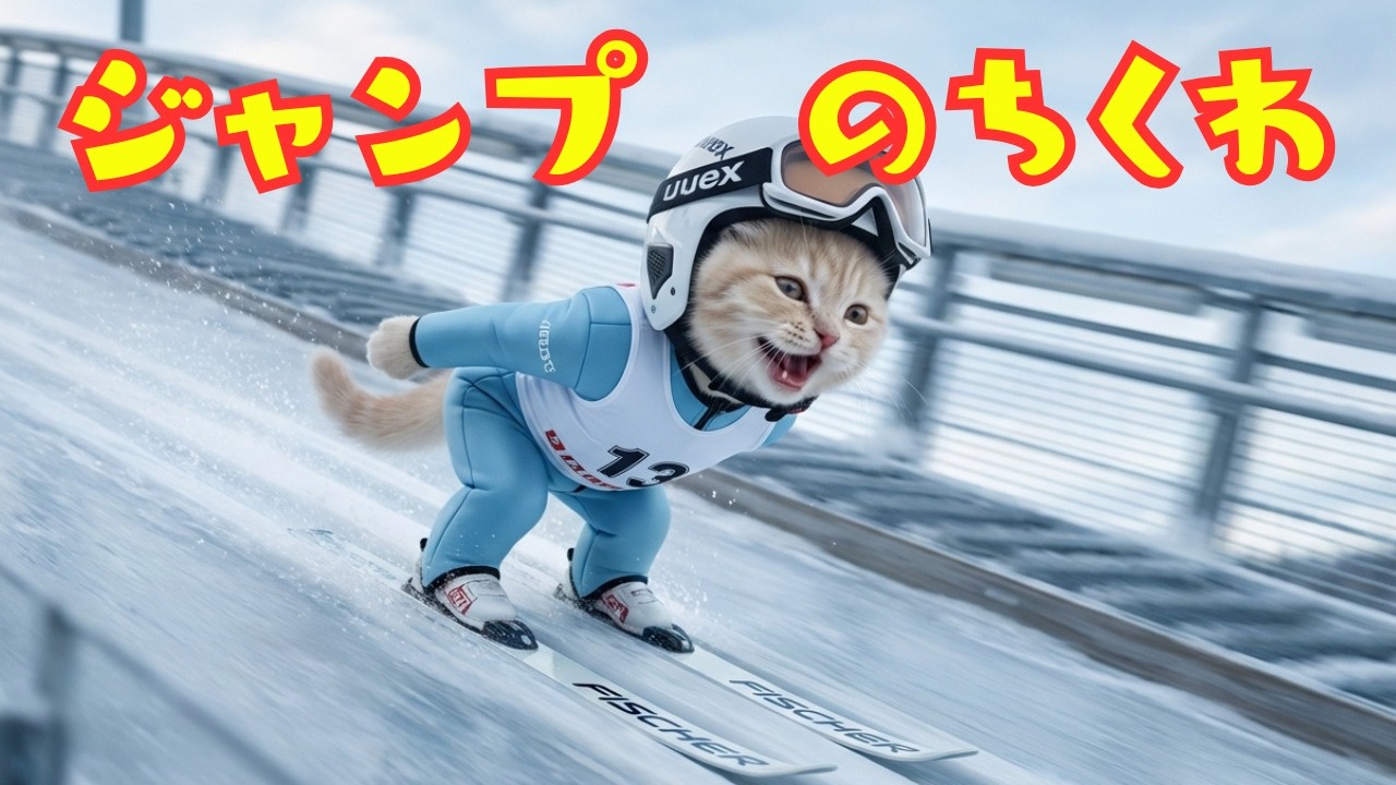 世界一笑う猫ちくわ】スキージャンプの夢を見たよー！ちくわの夢