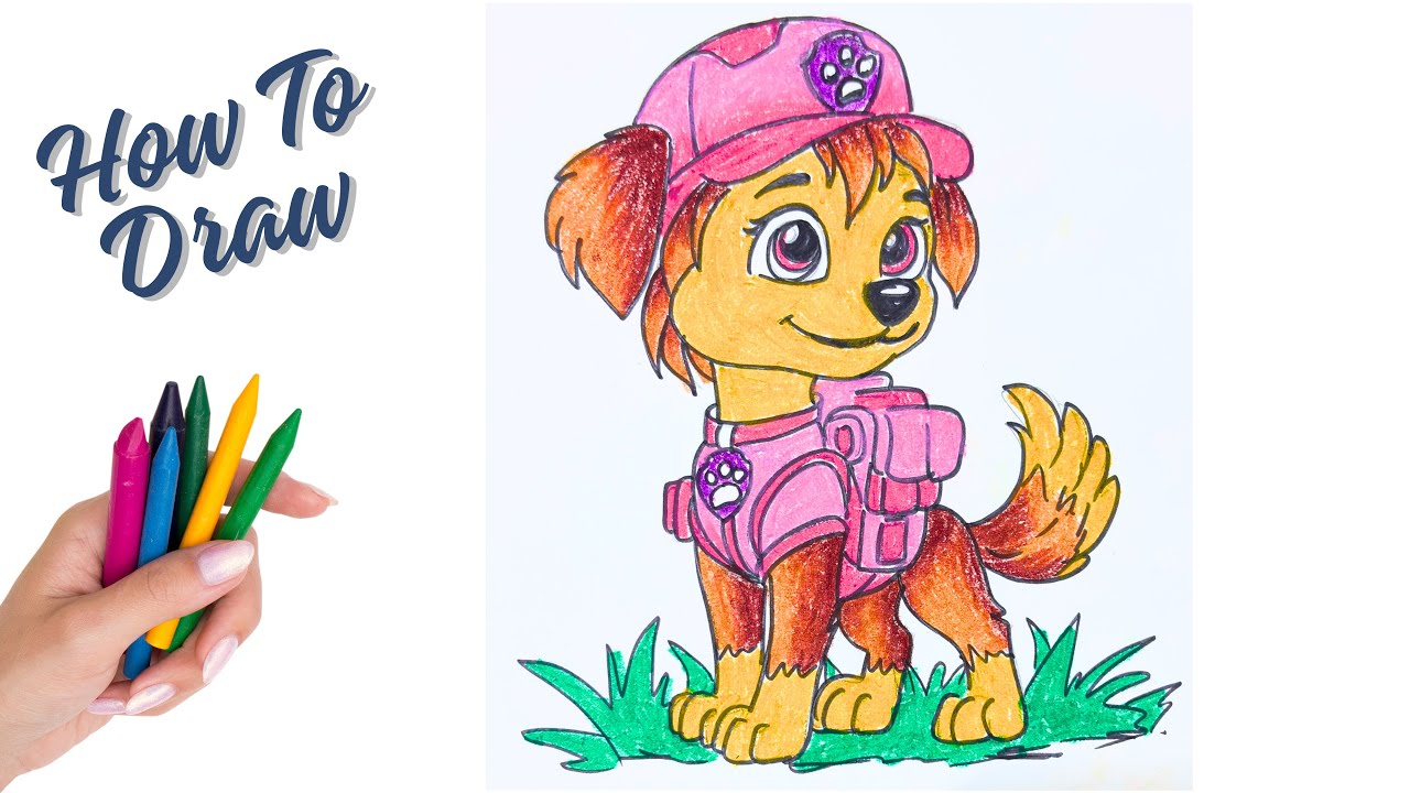 Как нарисовать Скай из мультфильма «Щенячий патруль» || Простой рисунок для детей