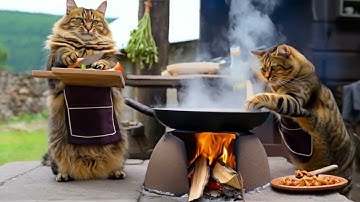 fat cat rescues baby from lion. cuộc giải cứu em bé khỏi con sư tử của mèo béo. 