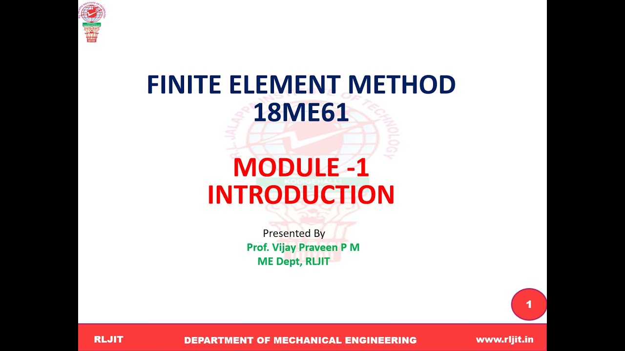 #FINITE ELEMENT METHOD (18ME61)# MODULE -1# LECTURE VIDEO -5 - YouTube