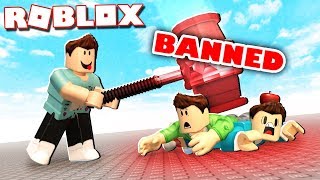 Roblox Adventures - THROWING A GIANT BAN HAMMER IN ROBLOX! (Knife Simulator)