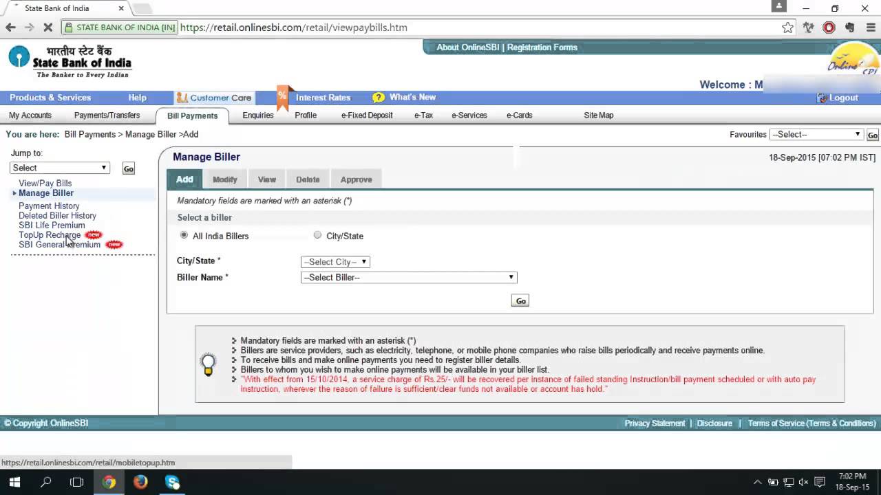 Online mobile and dth recharge using sbi netbanking 2015 youtube