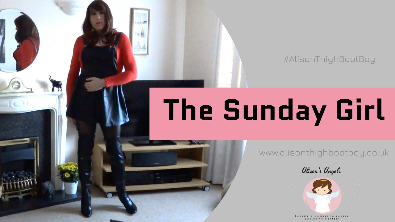 Leather Pinafore Dress and Thigh Boots 