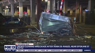 Crews clearing wreckage after train derailed in Seattle | FOX 13 Seattle