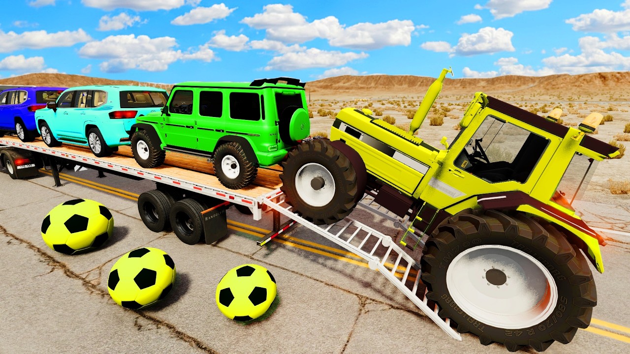Flatbed Truck Mcqueen | Transportation with Truck - Pothole vs Car #15 - BeamNG.Drive