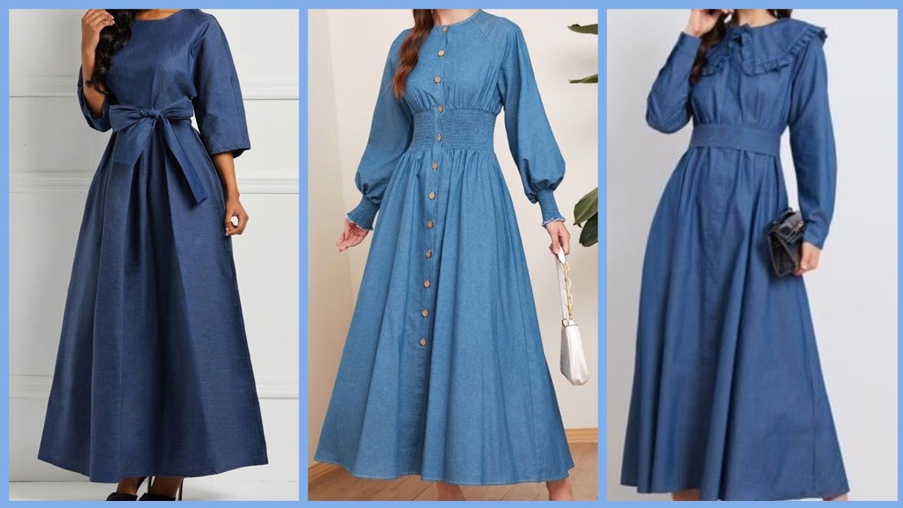 Top demanding denim long maxi & midi dress designs ideas for women 2021