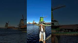 Zaanse Schans Hollanda Rüzgar Değirmenleri Peynir Ve Renkli Köy Hayatı