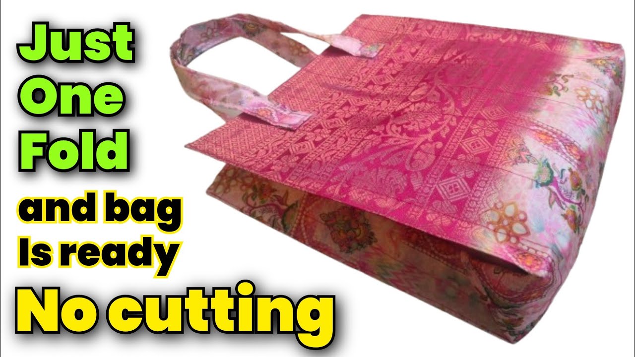 No cutting ✂️ Just one fold and bag is ready/ handbag cutting and stitching/ bag making at home #diy