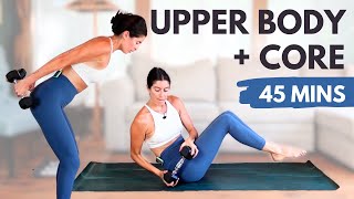 Upper Body & Core  Workout (45 Mins) - Build a Combo Class with Medium Weights