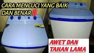 BAGAIMANA CARA MENGGUNAKAN ALAT MESIN CUCI 2 TABUNG POLYTRON SERI PWM 7363