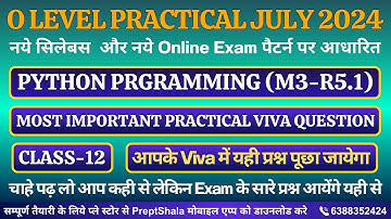Day-12 | Python Practical || O Level Practical || Python Programming Practical O Level || PreptShala
