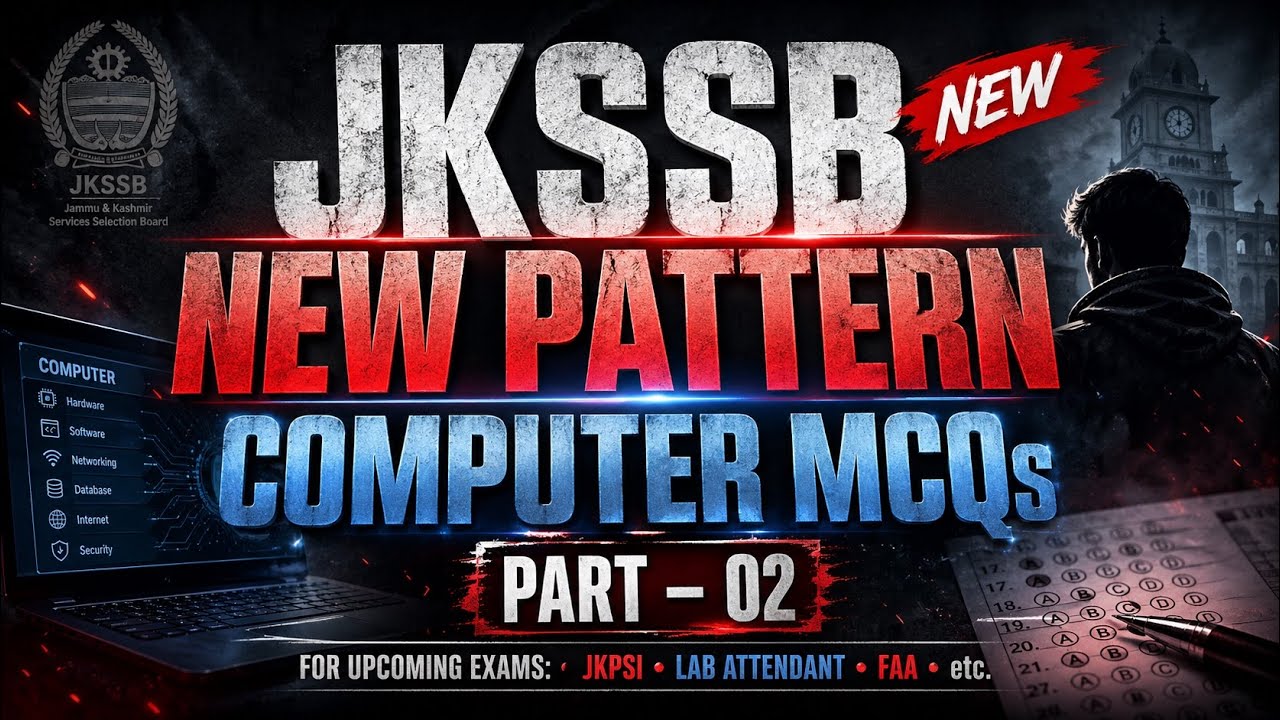 Jkp Test Pattern JKSSB New Pattern Computer MCQs 2026: Part 02 | Laboratory Attendant ...