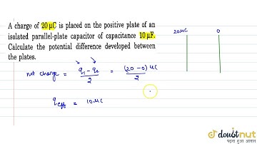 A charge of 20 `muC` is placed on the positive plante of on isolated parailel - plate capacitor ...