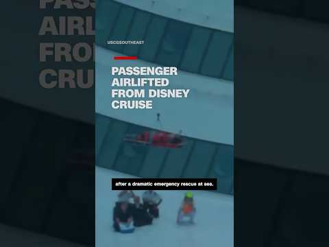 Video shows passenger airlifted from Disney cruise ship.