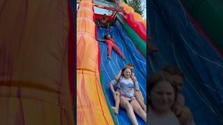 Dad gets mad after kids make a train on waterslide #shorts