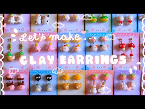 Making Polymer Clay Earrings ✿ Cute Clay Charms, Preparing for a Shop Update | Studio Vlog