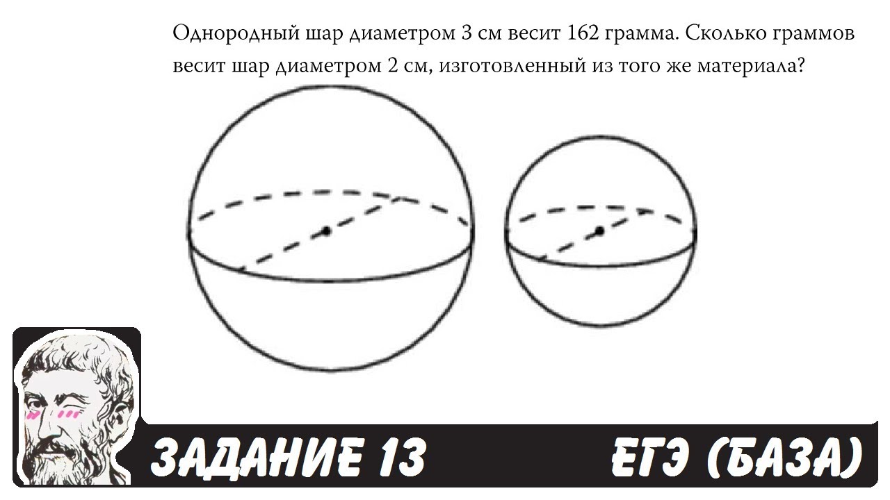 Однородный шар 2 см весит 56