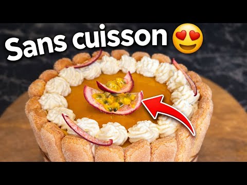 The best No-Bake Mango Passion Fruit Charlotte