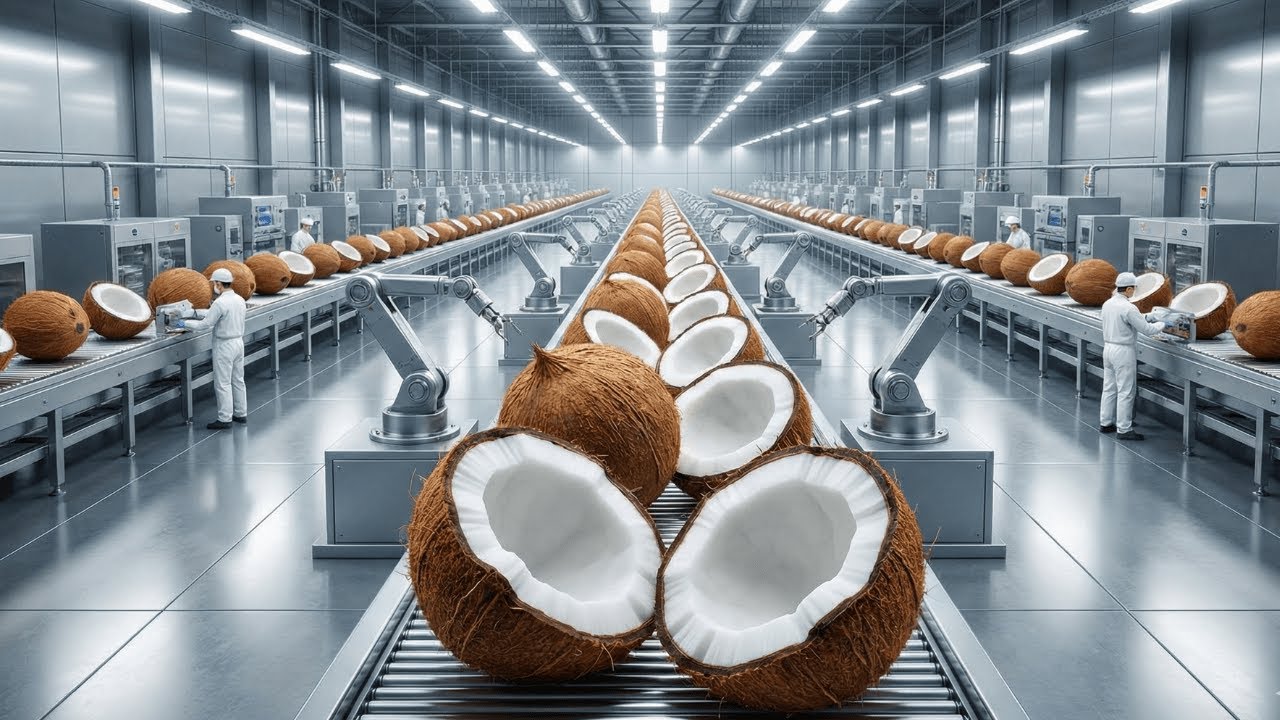 Inside a Modern Coconut Factory From Harvest to Oil & Milk - YouTube