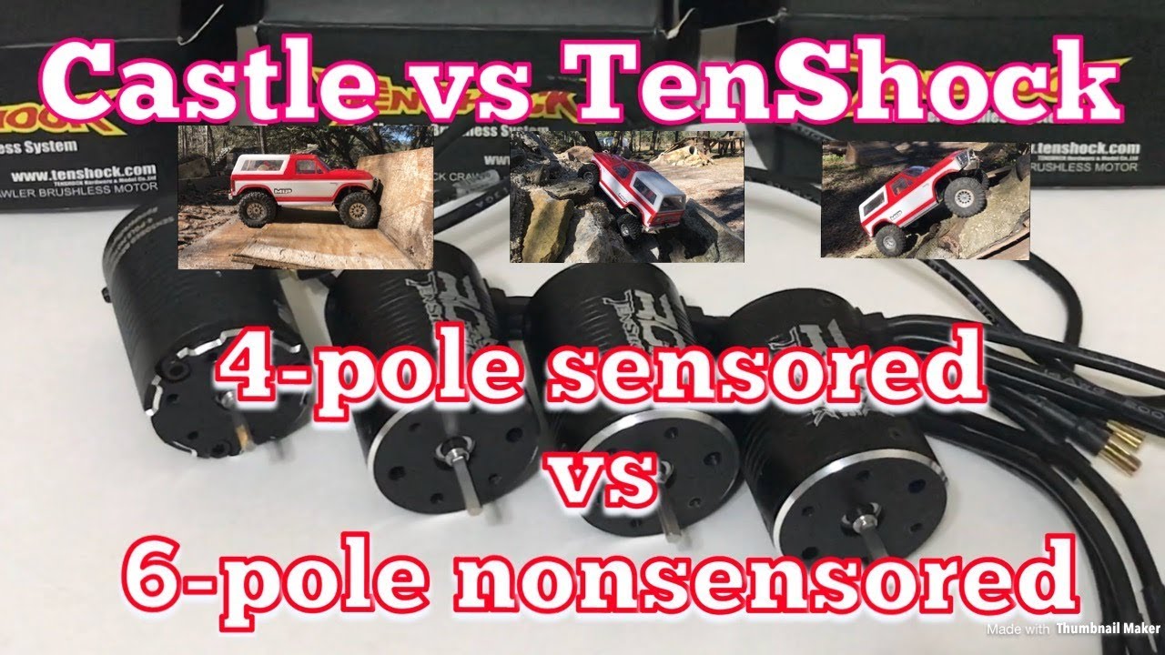 Castle Slate vs TenShock 6-Pole using a Traxxas TRX4