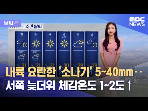 [날씨] 내륙 요란한 &#39;소나기&#39; 5~40mm‥서쪽 늦더위 체감온도 1~2도↑