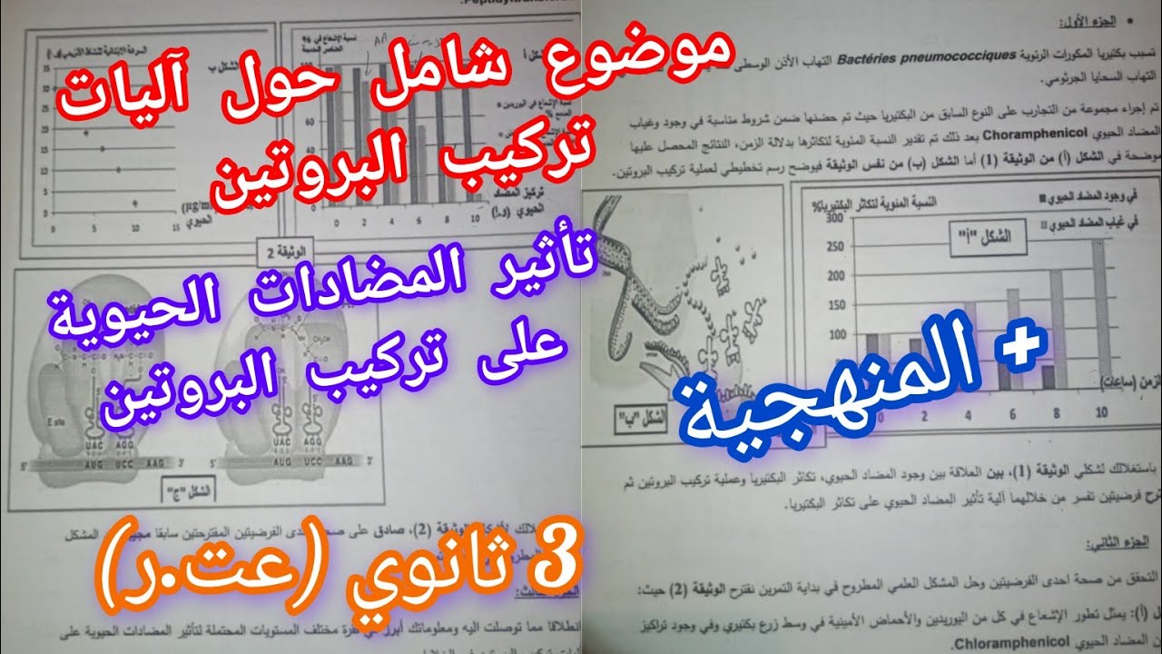 موضوع شامل حول آليات تركيب البروتين(تأثير المضادات الحيوية)+ المنهجية/للسنة 3 ثانوي(عت.ر)