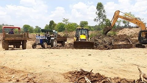 Swaraj tractor 735 FE Soil Loading BY JCB 3DX Machine | John Deere tractor power