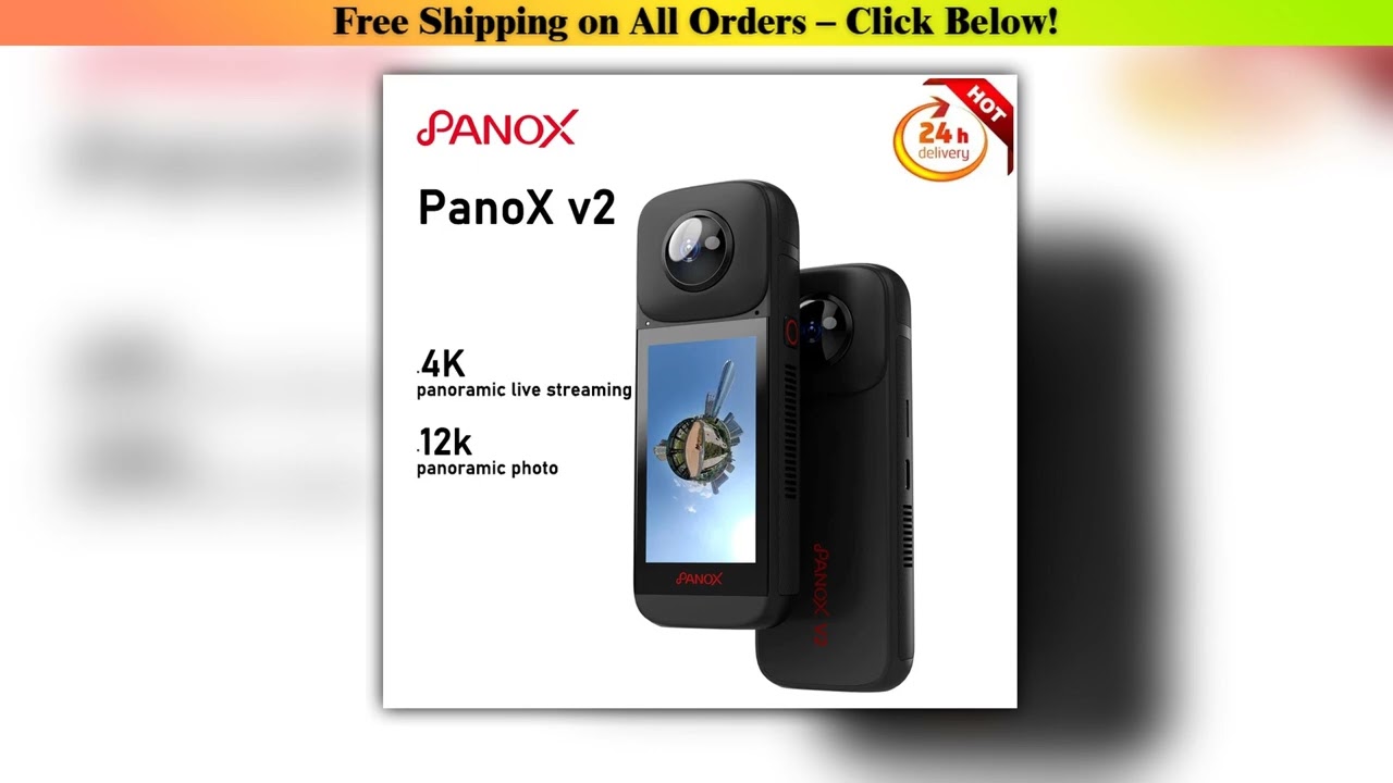 Panox V2 12K 360 Panoramic Action Camera Advanced 5.7K30Fps Video Quality 128GB Memory Capacity