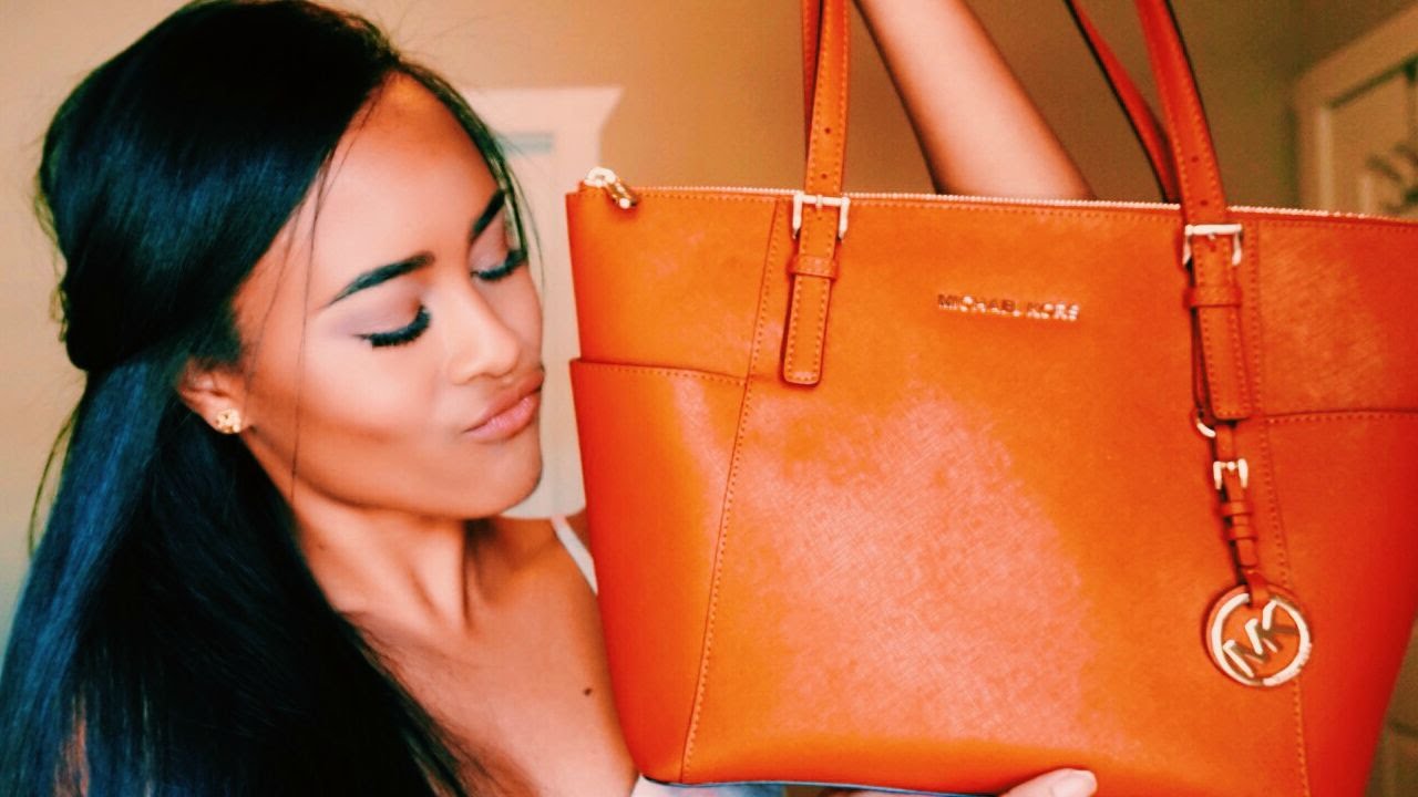 michael kors orange tote bag