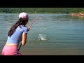 Best Video Hook Fishing. Beautiful fishing village girl with small hook