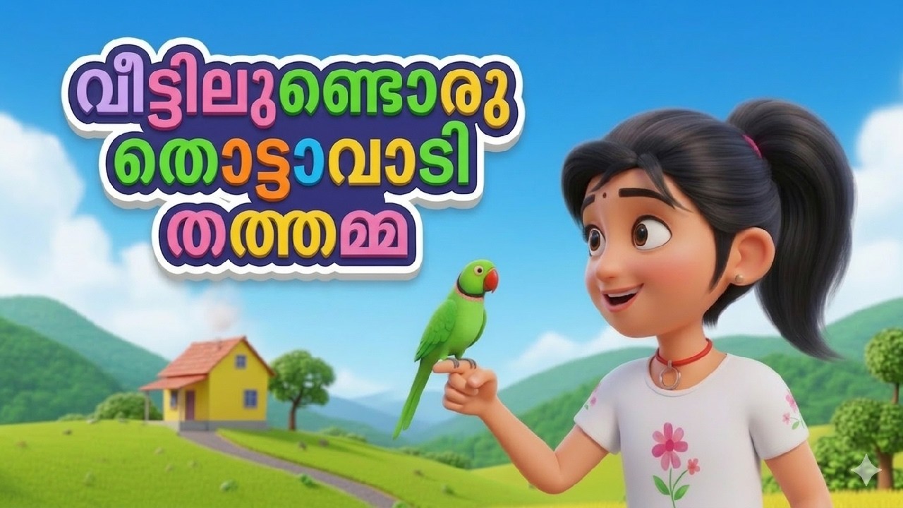 വീട്ടിലുണ്ടൊരു തൊട്ടാവാടി തത്തമ്മ | Cute Malayalam ai animation Song ...