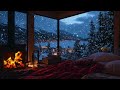 Crackling Fireplace and Night Snowfall Sounds | Winter Sounds for Restful Sleep and Insomnia Relief