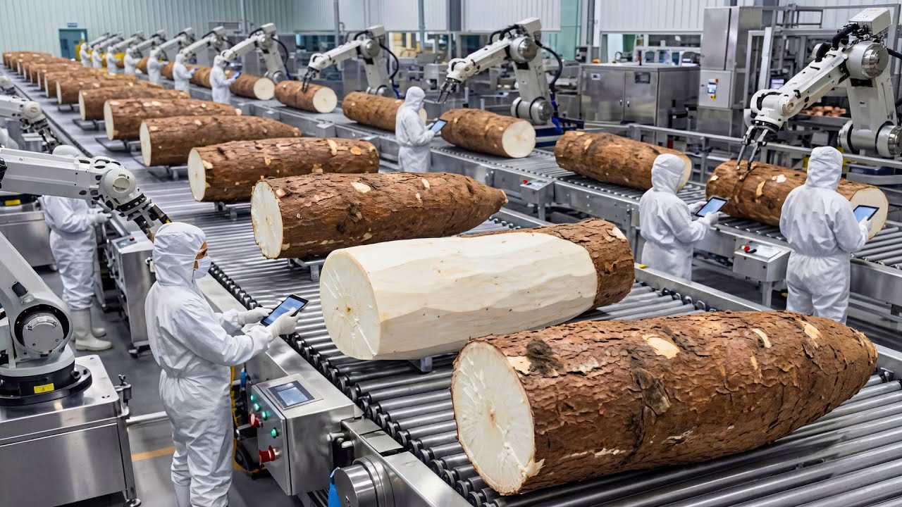 Inside the Cassava Flour Factory: From Raw Roots to Refined Starch (Full Process)