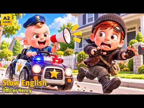 Henry Became a Police Officer… Then He Chased a Watermelon Thief! 👮‍♂️🍉| Easy English Listening (A2)