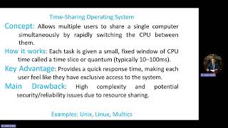 Comparison b/w Batch , Time-sharing , and Real-time OSes